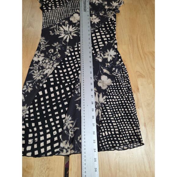 Urban Outfitters Y2K abstract print knit bodycon dress cap sleeves knee length s - Picture 3 of 7